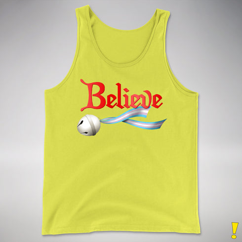 Believe Transgender Pride Jingle Bell Premium Tank Top - Neon Yellow